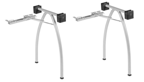 271 - Set 2 gambe per tavolo pieghevole CROMATE (per piano minimo da  1300x800mm), complete di pinze e blocchetti.